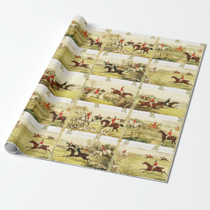Vintage Reiter und Jagd auf Hunde Geschenkpapier