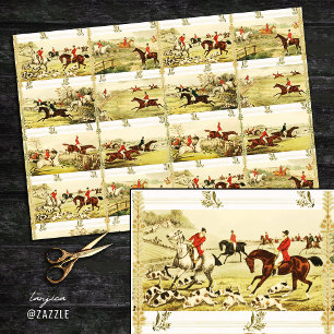 Vintage Reiter und Jagd auf Hunde Seidenpapier