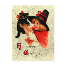 Vintage reizendes kleines Hexen-Postkarte