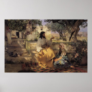 Vintage Religion, Bild Jesus im Garten, Poster