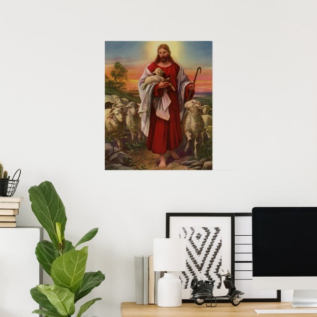 Vintage Religion, Christus, der gute Hirte Poster (Heimbüro)