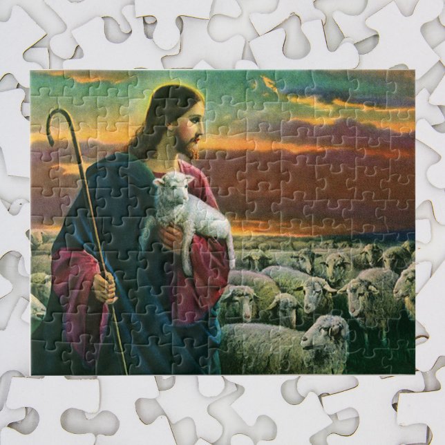Vintage Religion, Christus guter Hirte mit Flock (Von Creator hochgeladen)