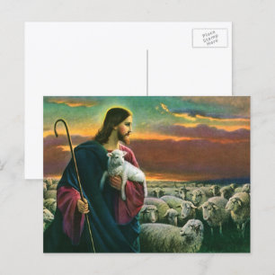 Vintage Religion, Christus guter Hirte mit Herde Postkarte