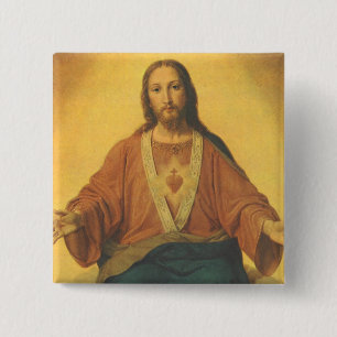 Vintage Religion, Heiligstes Herz Jesu Christi Button