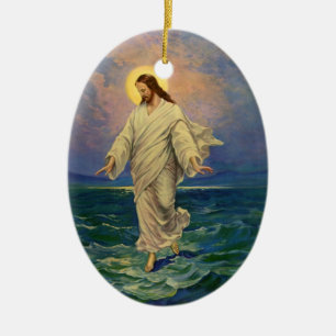 Vintage Religion, Jesus Christus läuft auf dem Was Keramik Ornament