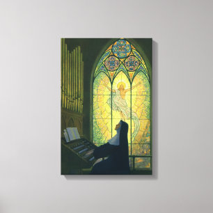 Vintage Religion, Nonne spielt Orgel in der Kirche Leinwanddruck