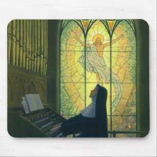 Vintage Religion, Nonne spielt Orgel in der Kirche Mousepad