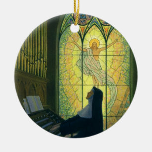 Vintage Religion, Nonnen Kirchenorgan Keramikornament