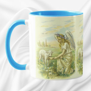 Vintage Religion, viktorianischer Osterengel mit L Tasse