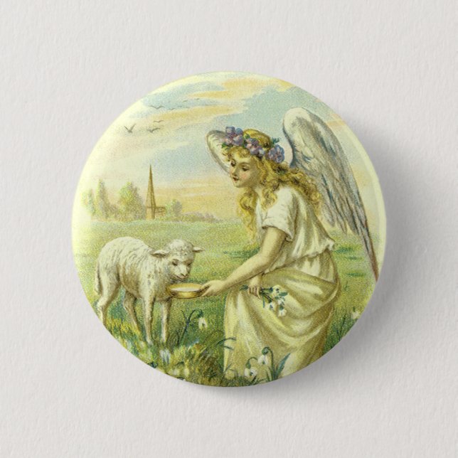 Vintage Religion, Viktorianischer Ostergel mit Lam Button (Vorderseite)