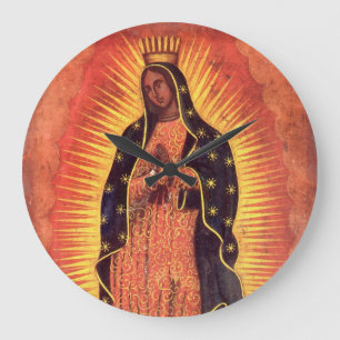 Vintage religiöse Jungfrau Mary Our Lady of Guadal Große Wanduhr