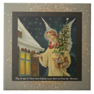 Vintage religiöse Keramik Tile + Wünsche Fliese