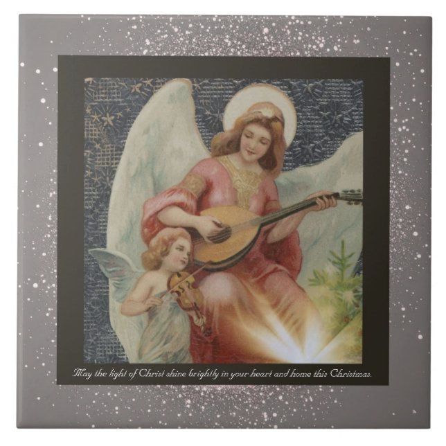 Vintage religiöse Keramik Tile + Wünsche Fliese (Vorderseite)