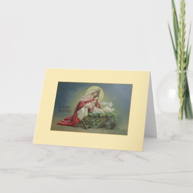 Vintage Religiöse Madonna und Kinderweihnachtskart Feiertagskarte (Vorderseite)