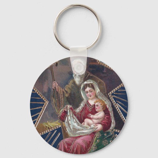 Vintage Religiöse Mary und Baby Jesus Weihnachten Schlüsselanhänger (Vorderseite)