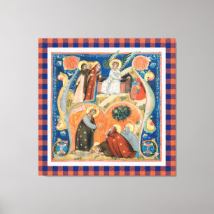 Vintage religiöse Osterkunst in Büffel-Karo Leinwanddruck