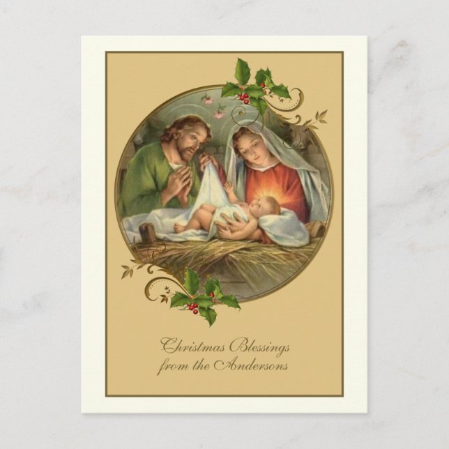 Vintage religiöse Weihnachten Jesus Mary Joseph (Vorderseite)