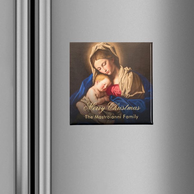 Vintage religiöse Weihnachtsfeier Magnet (Christmas refrigerator magnet with Madonna and Child for Catholics & Christians. Makes a nice gift.)