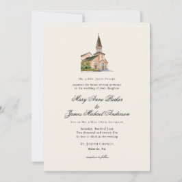 Vintage Religious Church Wedding Ecru Einladung