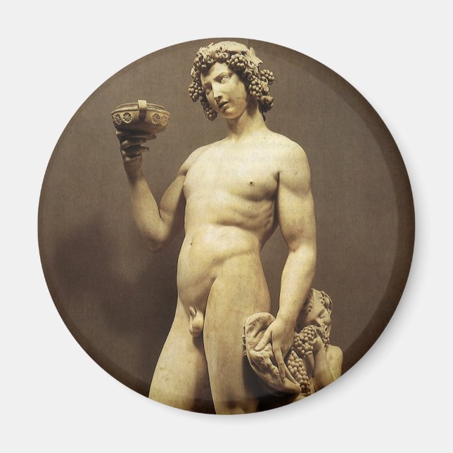 Vintage Renaissance-Statue Bacchus von Michelangel Magnet (Vorne)
