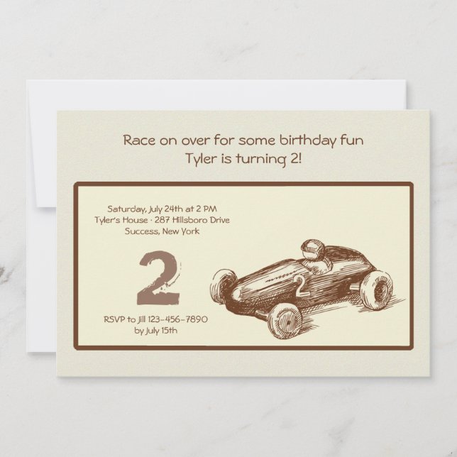 Vintage Rennen-Auto-Einladung Einladung (Vorderseite)