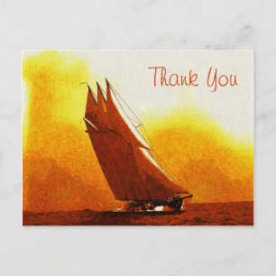 Vintage-Rennjacht Dankeschön-Postkarte Postkarte