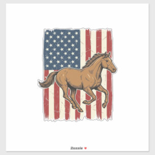 Vintage-Rennpferd-patriotisches Flag-Shirt-Design_ Aufkleber