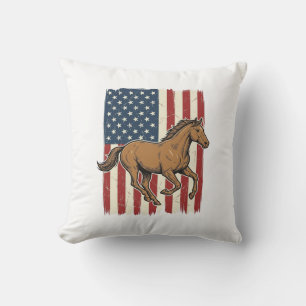 Vintage-Rennpferd-patriotisches-Flag-Shirt-Design_ Kissen