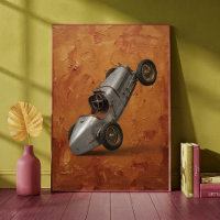 Vintage-Rennwagen beim Wheelie-Kunstprint