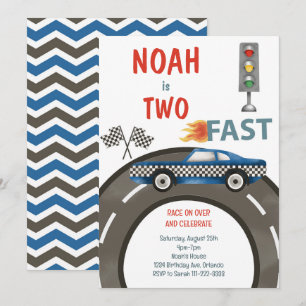 Vintage Rennwagen Blue 2. Geburtstagseinladung Einladung