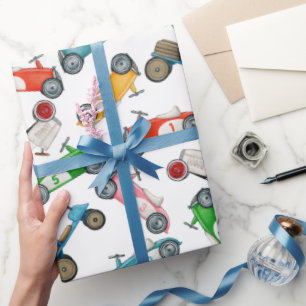 Vintage-Rennwagen-Muster Geschenkpapier