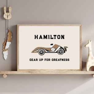 Vintage-Rennwagen Neutrale Jungen Custom Poster