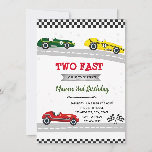 Vintage Rennwageneinladung Einladung (Vorderseite)