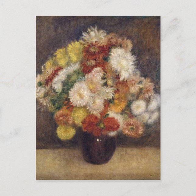 Vintage Renoir Bouquet Chrysanthemas Postkarte (Vorderseite)