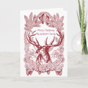 Vintage-Rentier-Wald-Weihnachten Karte