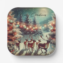 Vintage Rentiere und Weihnachtsleuchten