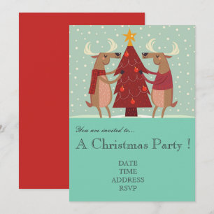 Vintage Rentierweihnachtsfeier Party Einladung
