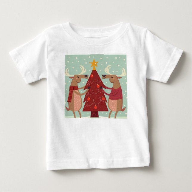 Vintage Rentierweihnachtszeit Baby T-shirt (Vorderseite)