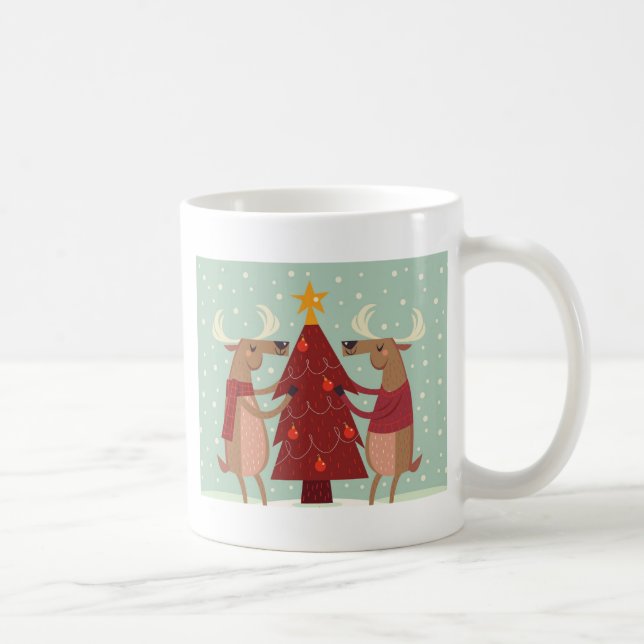 Vintage Rentierweihnachtszeit Kaffeetasse (Rechts)