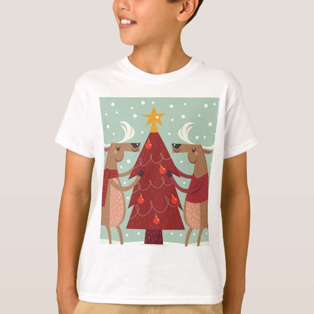 Vintage Rentierweihnachtszeit T-Shirt (Vorderseite)