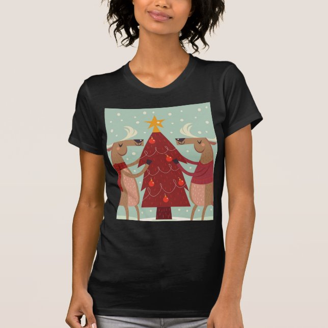 Vintage Rentierweihnachtszeit T-Shirt (Vorderseite)