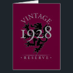 Vintage Reserve 1928<br><div class="desc">The inside of the Vintage Reserve 1928 birthday card reads,  "You're not old,  you're vintage!" It puts a positive spin on the old "Over the Hill" gag.</div>