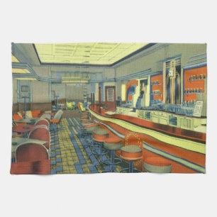 Vintage-Restaurant, Retro-Raststätte-Innenraum Geschirrtuch