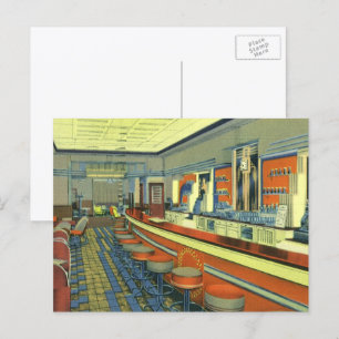 Vintage-Restaurant, Retro-Raststätte-Innenraum Postkarte