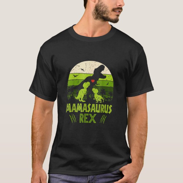 Vintage Retro 2 Kids Mamasaurus Dinosaur T-Shirt (Vorderseite)