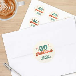 Vintage Retro 50 And Fabulous Birthday Runder Aufkleber