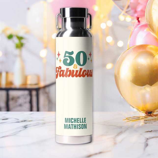 Vintage Retro 50 And Fabulous Birthday Trinkflasche (Von Creator hochgeladen)