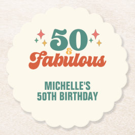 Vintage Retro 50 And Fabulous Birthday Untersetzer