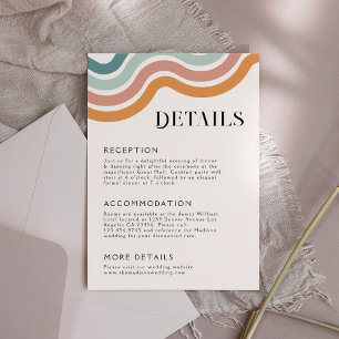 Vintage Retro 70er Jahre Rainbow Wedding Details Begleitkarte