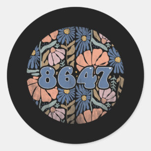 Vintage Retro 8647 Subtil Anti Trump 86 47 Floral Runder Aufkleber